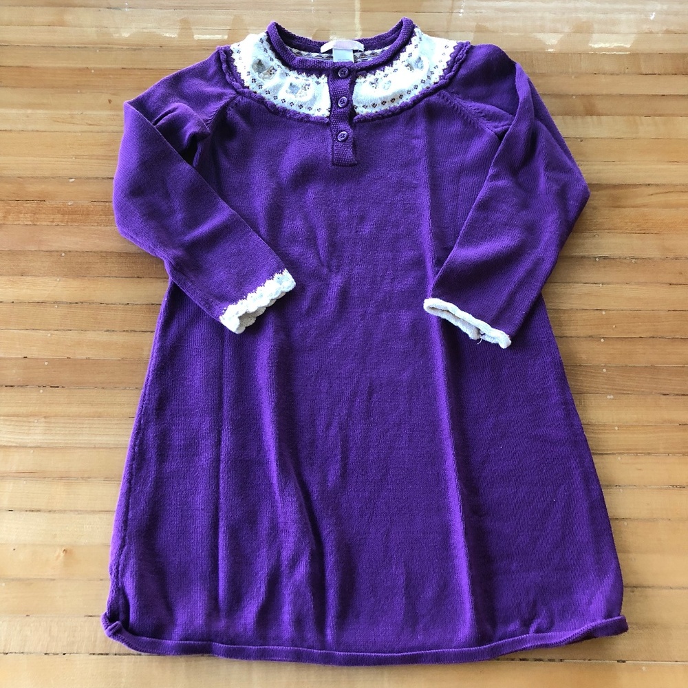 Janie and Jack Purple Yorkie Sweater Dress Size 6